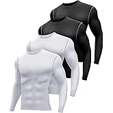 Hicarer 4 Pack Men's Thermal Compression Shirts Long Sleeve Fleece Lined Quick Dry Tops Athletic Base Layer for Winter Skiing
