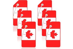 6 Pack Luggage Tags, OIFEN Silicone Travel Suitcase Baggage tag Canada Bag Labels with Name Card Privacy Protection (Maple Le