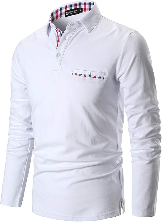 STTLZMC HEREN Casual Lange Mouwen Polos Tennis Golf Klassieke Polo