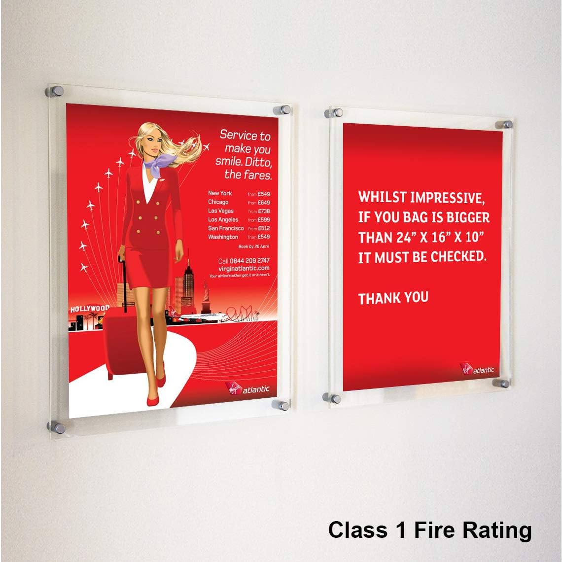 LUMINATI Fire Rated Poster Frames A3 print - panel size 480mm x 358mm