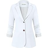 Genhoo Blazer Jackets for Women Open Front Long Sleeve Work Office Casual Blazers with Pockets S-2XL