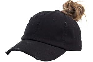 Eohak Ponytail Baseball Hat Distressed Retro Washed Womens Twill