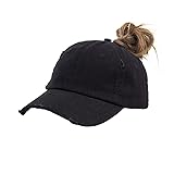 Eohak Ponytail Baseball Hat Distressed Retro Washed