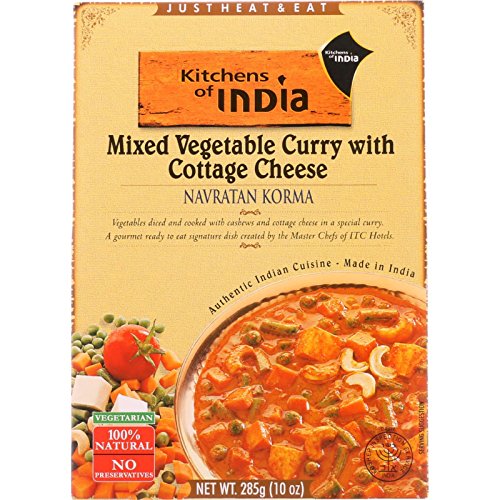 Kitchen Of India Dinner - Mixed Vegetable Curry with Cottage Cheese - Navratan Korma - 10 oz - case of 6 -
