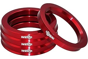 LUJIANI Red Universal Hub Centric Ring, 73.1 mm OD to 57.1 mm ID Centerbore, Aluminum Alloy Wheels Center Shaft Shock Absorbing Hubrings, Hub Adapter Rings Compatible with Most Vehicles, Pack of 4