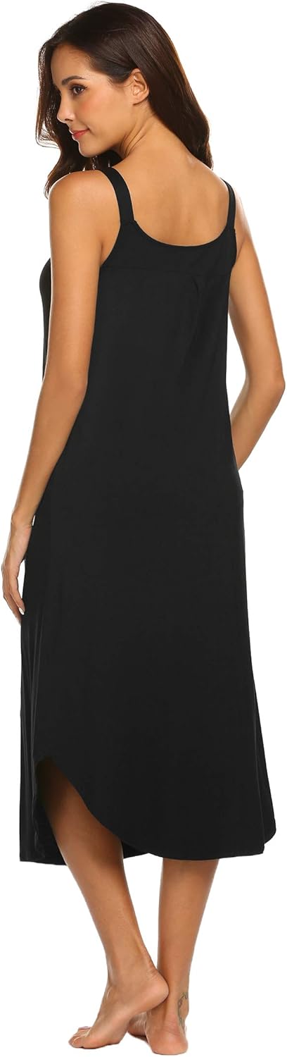 Ekouaer Women's Sleeveless Long Nightgown Summer Full Slip Sleep Dress Soft Nightshirt Chemise Sleepwear Lounge Dresses at  Women’s Clothing store