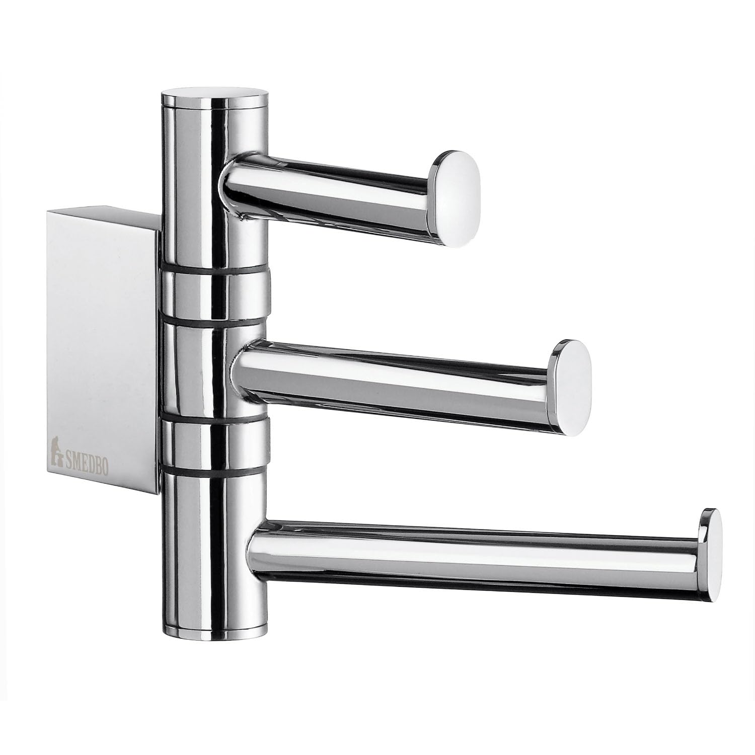 Smedbo "Air" Swing Arm Triple Hook, Polished Chrome,12.7 x 15 x 5 cm, Silver