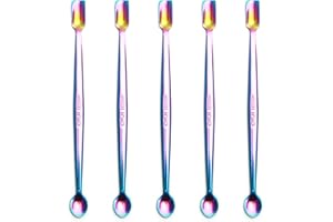 Briartw 5 Pcs Stainless Steel Craft Spoon | Mess-Free Crafting with Dual-Shaped Spoons for Glitter, Embossing Powders, Sequins & Small Embellishments | Colorful | 6.7inch Length
