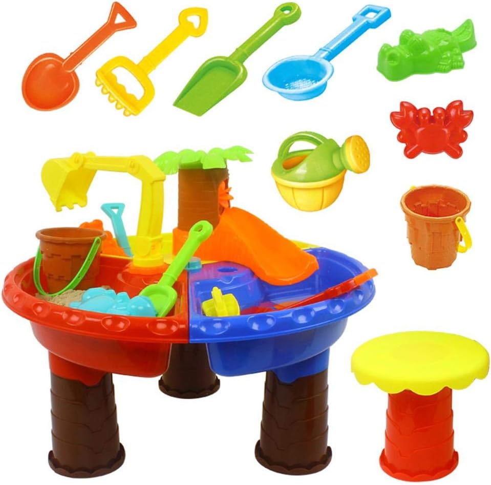 Kids Beach Toy,Sand and Water Table Garden Sandpit Play Set Kid Sand and Water Table Playing Set Digging Sand Tools