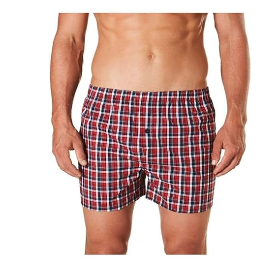 Buy V3E Men's Red & Black Checkered Boxer Shorts Beach Shorts, Loose