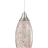 Mini Milk Glass Pendant Light,Handcrafted Beige Glass Pendant Hanging Light fixtures Small Pendant Light with Brushed Nickel 