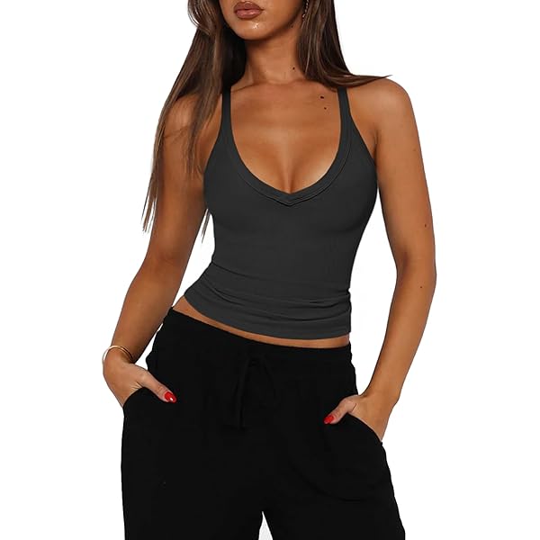 Hanro Women's Cotton Seamless V-Neck Camisole, Black, X