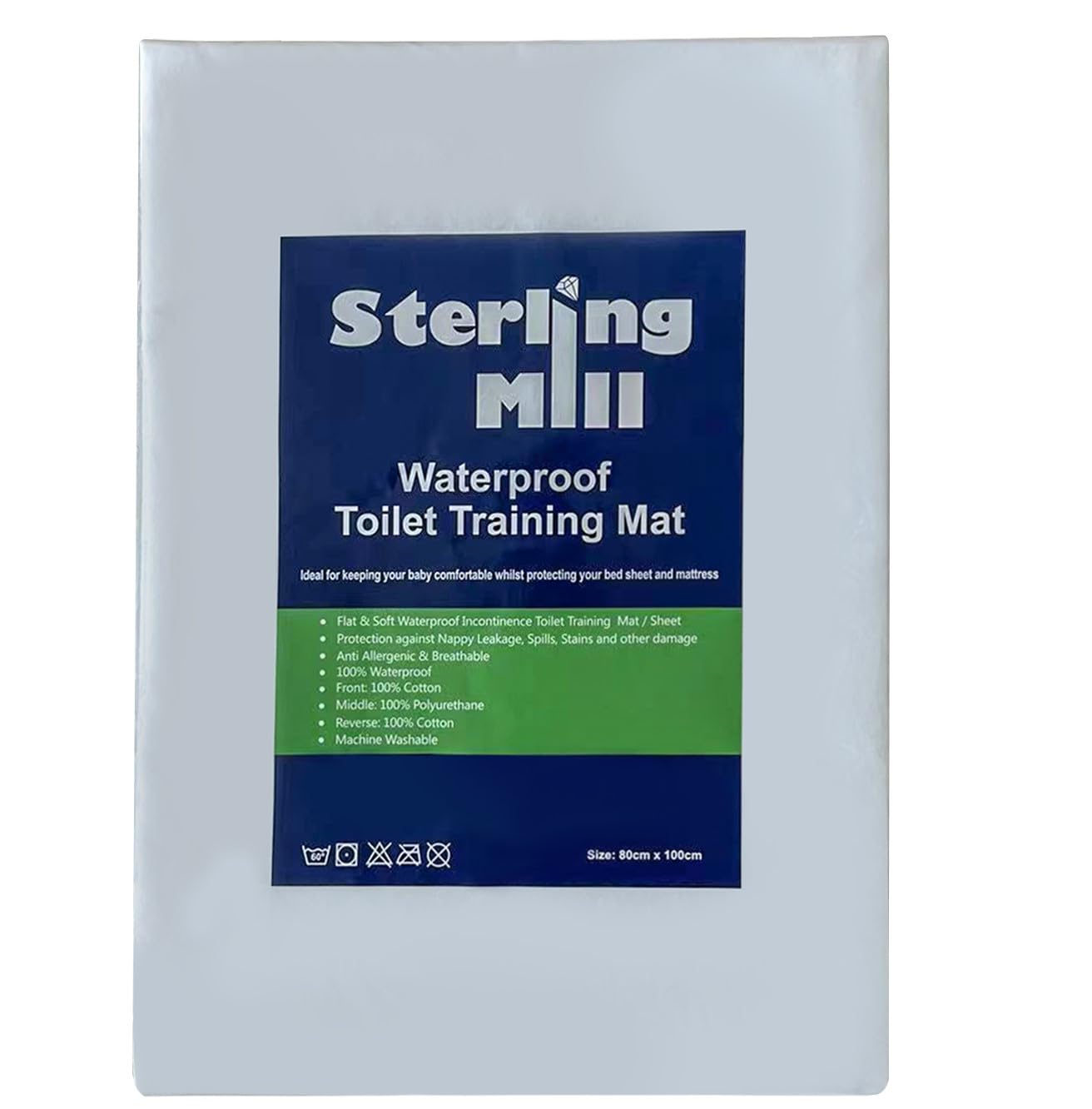 Baby Toilet Training Sleep Mat Waterproof Reusable Bed Protector Sheet Absorbent Incontinence for Infant and Adults (80 x 100 cm)