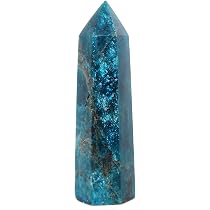 Cristal Brut Apatite Bleu Foncé – Pointe / Obélisque – Décoration Maison, Bureau Ou Aquarium – Pierre Naturelle