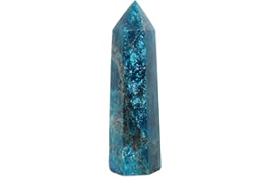 3.5" Natural Apatite Blue Crystal Quartz Tower Healing Wand Stone Point Faceted Prism Carved Stone Figurine Meditation Therap