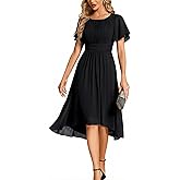Ever-Pretty Women's Chiffon Crew Neck Empire Waist Short Sleeve Semi Formal Dresses Wedding Guest Dress 02053