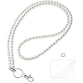 Pearls Beaded Lanyard for Women, Beaded Lanyards for Id Badges Holder Beadeds Neck Artificial Pearl Key Reel Lanyard, Light Weight Acrylic Faux Big Pearls Modern Teacher Lanyards Holder for Nurse