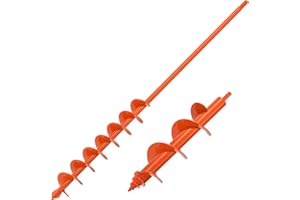 Insaga Garden Auger Drill Bit for Planting 2Pack, Safety Edges Auger Post Hole Digger 3 x 12'' & 2 x 32'' Spiral Earth Auger Bulb Drill Bit for Fence Posts, Flowers Plants, Fits 3/8" Hex Drive Drill
