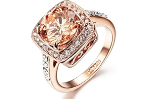 Acefeel Yellow Shinning Cubic Zirconia Topaz Rings For Women 18K Rose Gold Plated