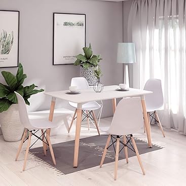 Esstisch und Stühle, Set mit 4 Holzstühlen, für Büro, Lounge, Esszimmer