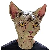 EraSpooky Sphynx Cat Halloween Costume Latex Animal Creepy Carnival Party Mask