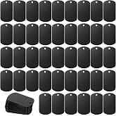 100PCS Anodized Aluminum Engraving Blank Tags Stamping Blanks, Black Dog Tags Engravable Keychains Rectangle Personalized Custom Metal Signs Aluminum Stamping Blanks Bulk for Pet DIY Craft ID