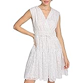 Tommy Hilfiger Women's Sleeveless V-Neck Petal Burnout Fit & Flare Mini Dress