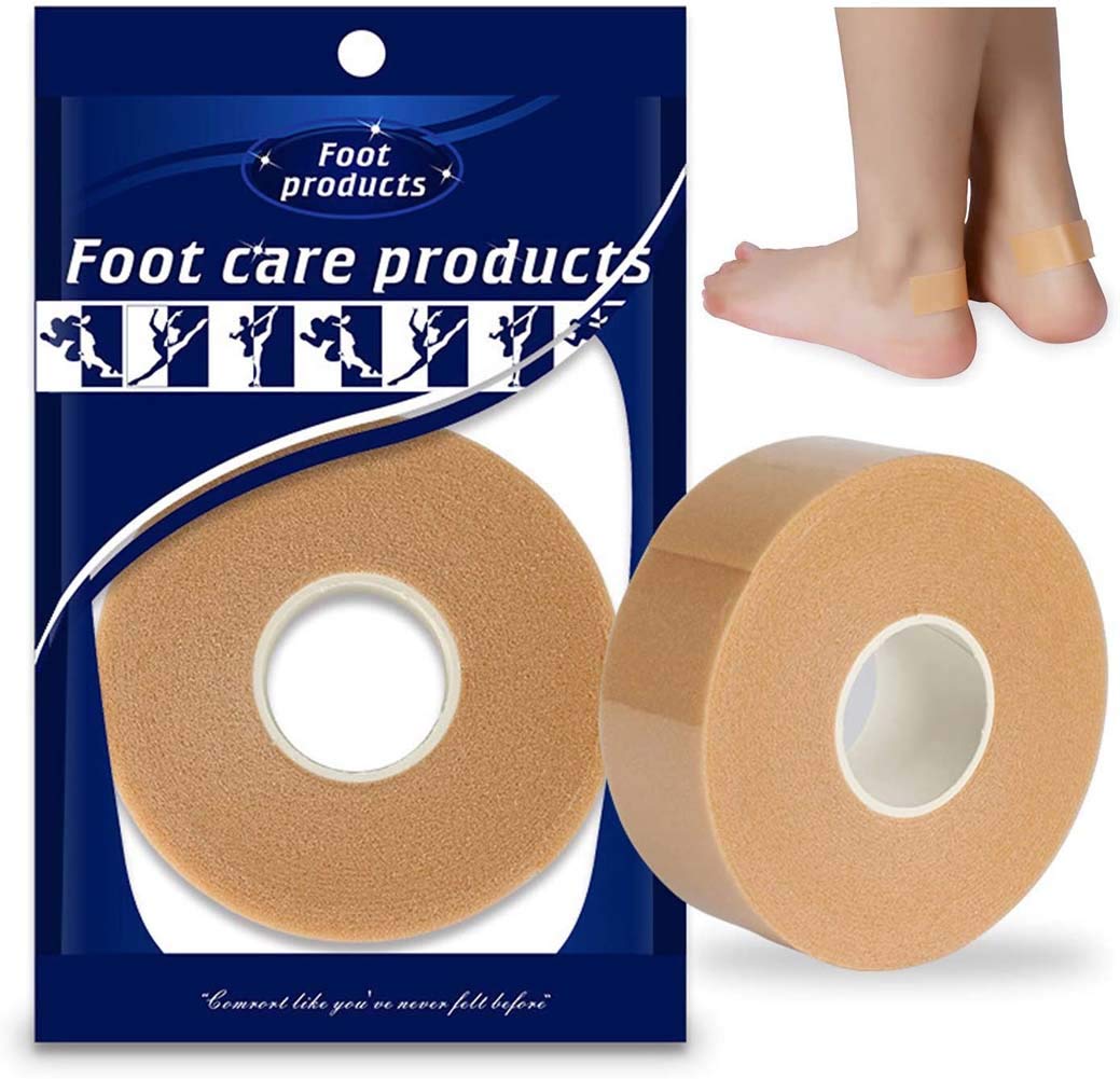 1Roll 2.5cm x 500cm Foot Heel Ankles Wrist Tape, Waterproof Wear-Resistant Foam Anti-Slip Breathable Sticker, to Prevention Blister and Chafing Cushion Protection for Men Women