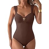 Herseas One Piece Swimsuit Women Tummy Control Slimming Bathing Suit Modest Swim Suits Full Coverage Shapewear Swimwear