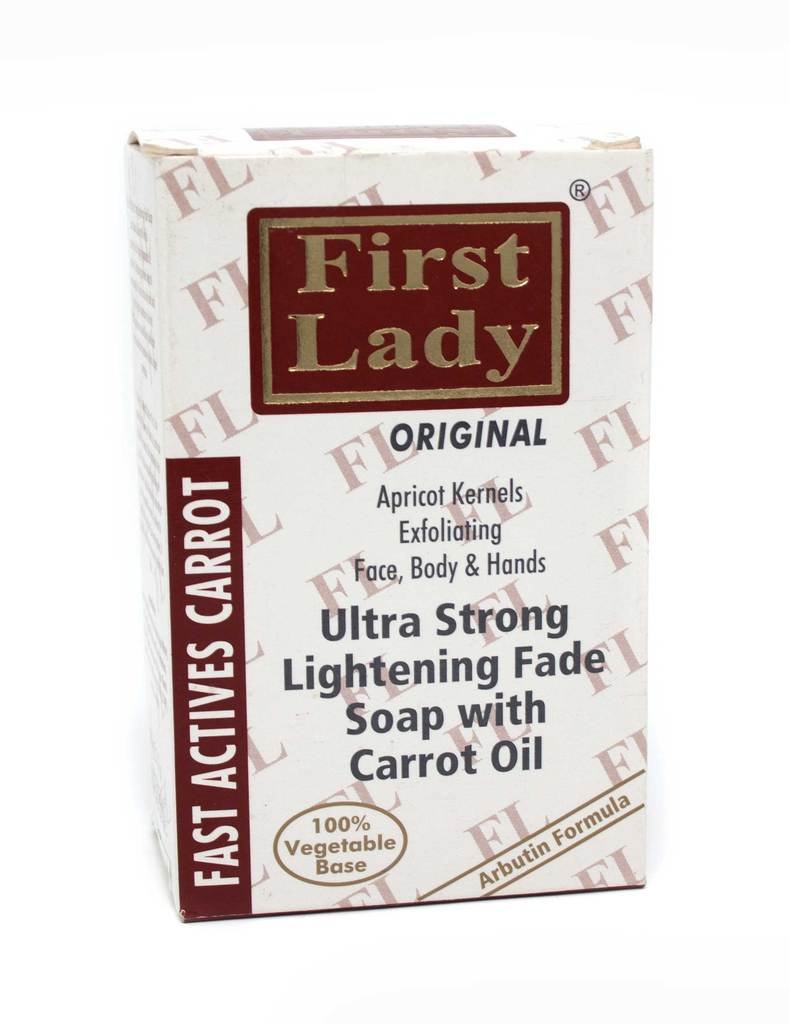 First Lady Carrot Ultra Strong Skin Brightening Fade Soap 200g - Exfoliating, for hyper pigmentation, dark spots, melanin, melsama, glow, illuminated with Arbutin & Lactic Acid