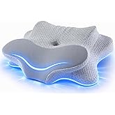 FUNCCUBE Cervical Neck Pillow - Memory Foam Pillow for Pain Relief Sleeping, Ergonomic Neck Support Contour Pillow for Side, Back & Stomach Sleepers, Breathable Orthopedic Pillowcase, Grey