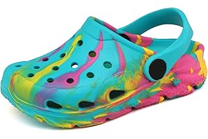 Cubufly Toddler Kids Clogs Garden Shoes for Boys Girls Marbled Tie Dye Water Shoes Slip on Sandals
