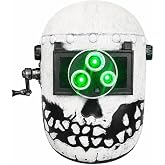 BIPDOVO Light Up Triple Glowing Green Eyes Cracked Skull Horror Mask - Scary Halloween Cosplay Full Face Welding Helmet Costume Accessory