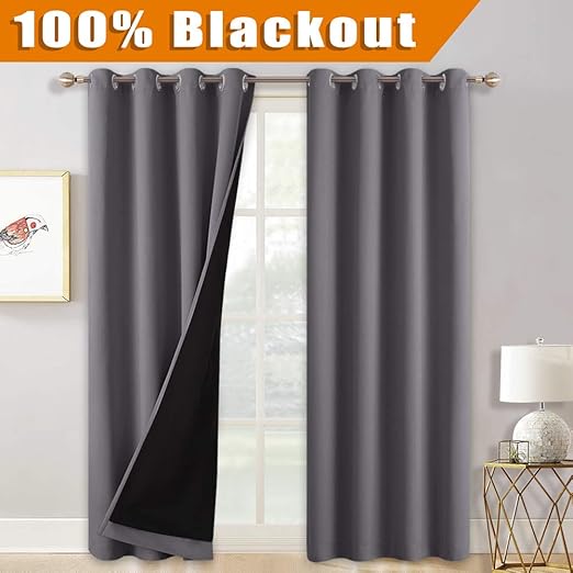 Amazon Com Ryb Home 100 Blackout Lined Curtains 84 Inch Length