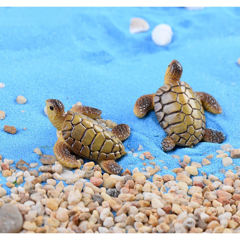 Photo 1 of MAOMIA 10 Pcs Resin Beach Sea Turtle Miniature Figurine, Fish Tank Decoration Fairy Garden Dollhouse Landscape Decor Ornament