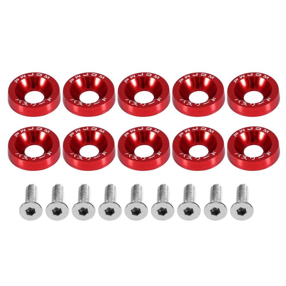 for Fairing Washers M6-Ebtools Autpmotive M6 Screw Gasket, Car M6 Washer Stainless Steel Aluminum Cup Head Screw Flat Round Gasket Metric Spacer Standard Hardware Tool Fastener Screw(Red)