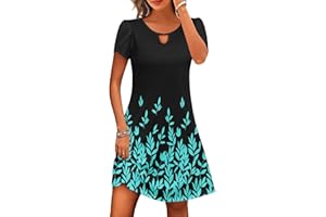 lcepcy Boho Dresses for Women 2024 Summer Ethnic Printed Dress Loose Tunic Dress Beach Vacation Knee Length Dress