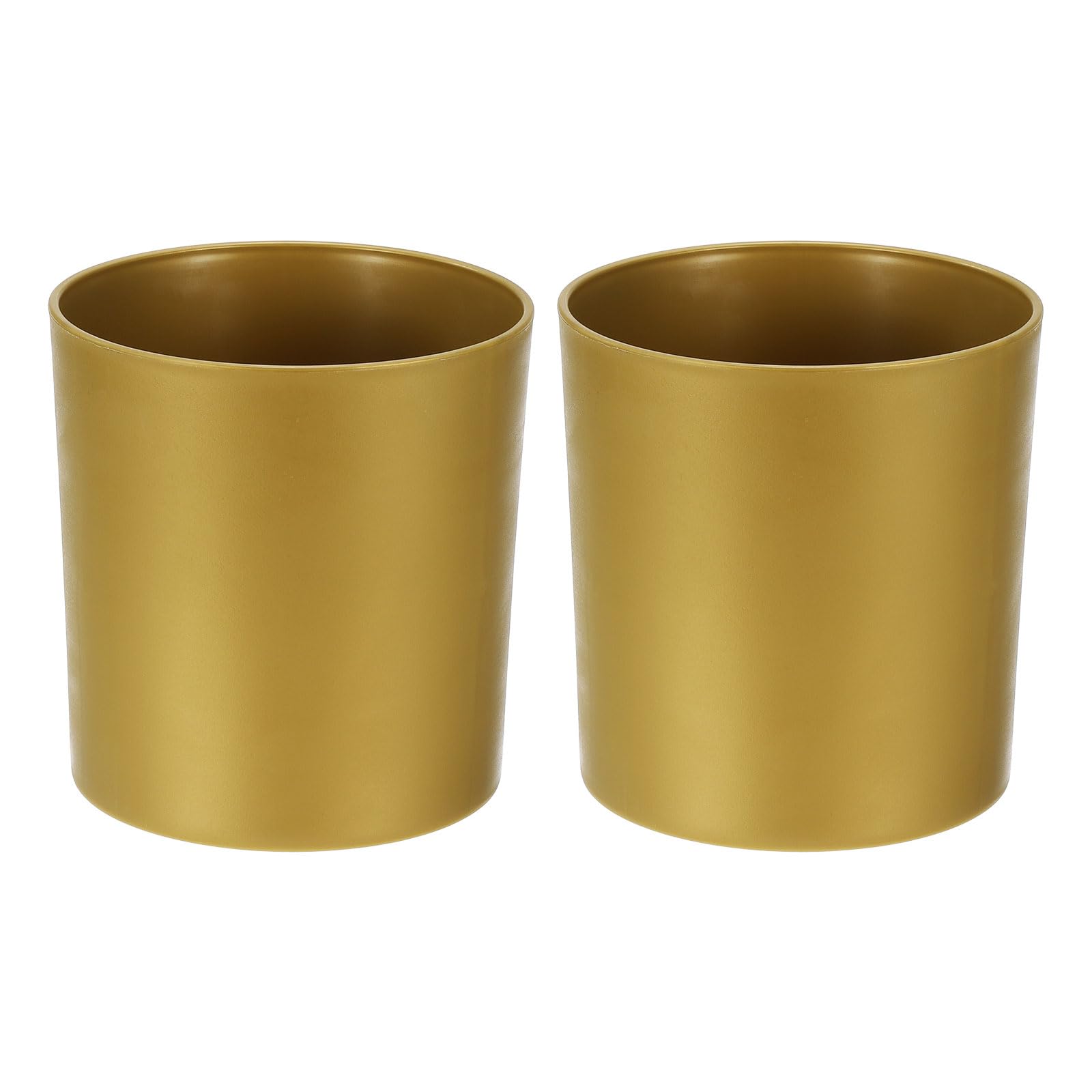 M METERXITY 2-Pack Plastic Plant Pots, 7 Inch Plastic Planters Round Flower Planter Containers Flower Pots for Indoor/Outdoor/Garden, Plant Holder [Gold Tone]