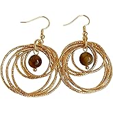 Muti-Circle Boho Tiger Eye Earrings Handmade Bohemian Dangle Earrings for Women Trendy Vintage Unique Jewelry Ideal for Weddings & Gifting