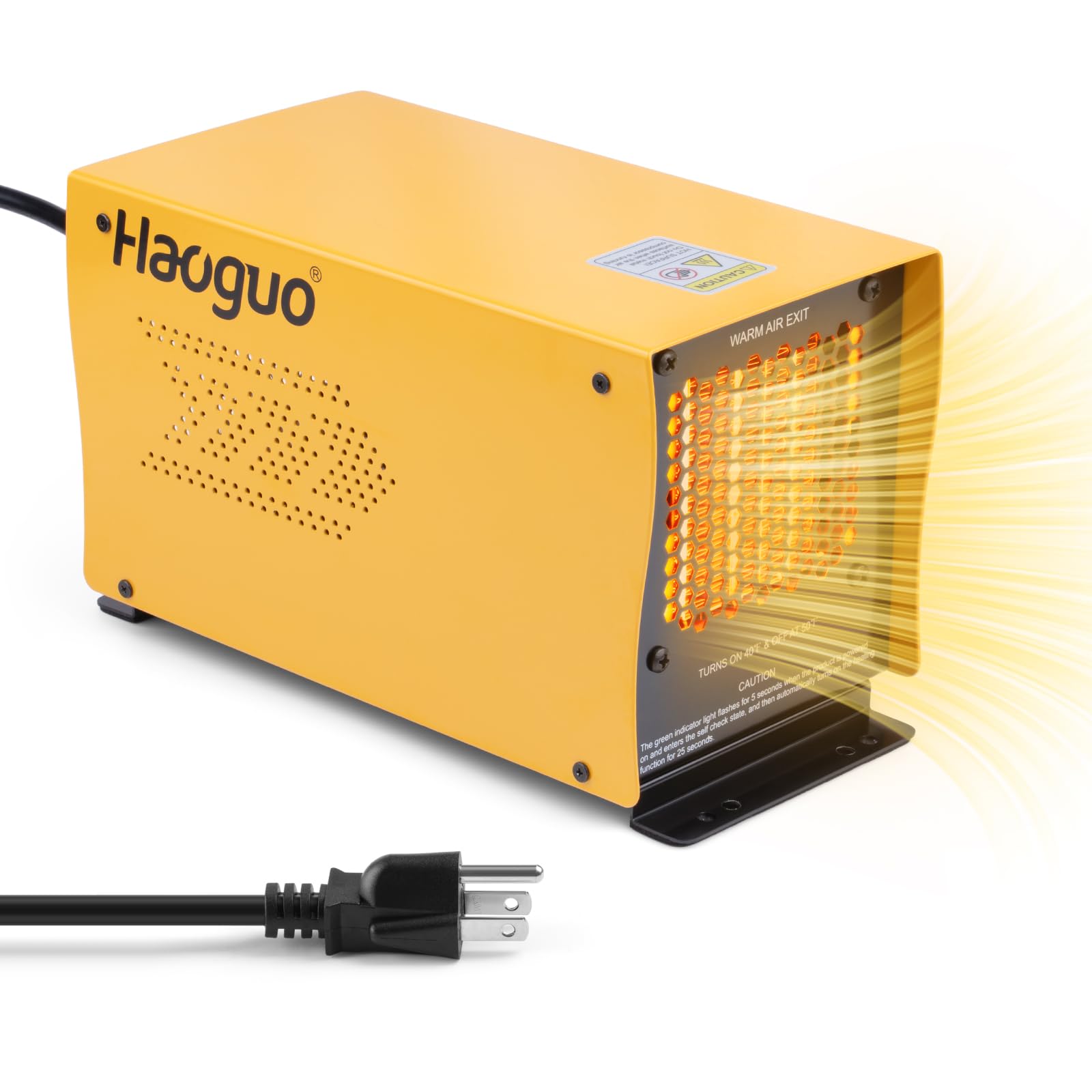 Photo 1 of Boat Engine Compartment Heater, Haoguo 500W Self-Regulating PTC Bilge Heater (40°F ON/50°F OFF) with Waterproof Fan, Prevents Pump & Engine Damage, Ideal for Winter Storage, Yellow