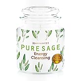 Magnificent 101 Pure Sage Energy Cleansing Aromatherapy Glass Candle for Meditation, Manifestation, and Intention-Setting - 14.5 oz with Lid, Natural Soy Wax and Essential Oil | 56-Hour Burn Time
