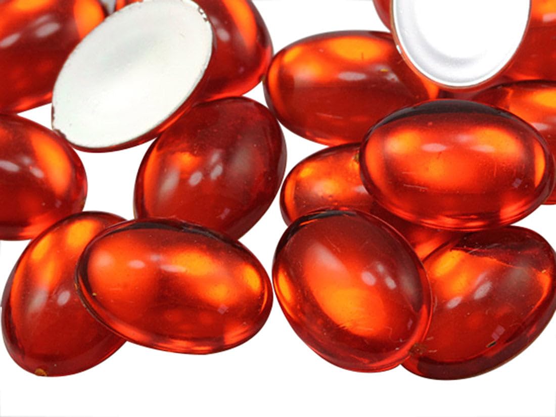 25x18mm Flat Back Oval Acrylic Cabochons Rhinestones Plastic Gems Embellishments for Crafts, Costumes, Card Invitations, Jewelry, Cosplay - 20 Pcs (Orange Hyacinth H125) — image 1