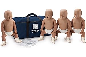 PRESTAN 4-Pack of Infant CPR Manikins with Compression Rate Monitors by Prestan, Dark Skin Tone PP-IM-400M-DS