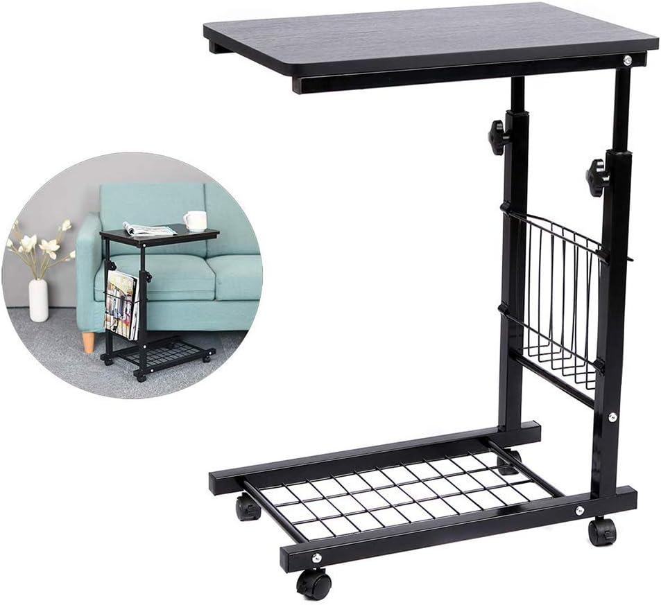 ZXYY OverBed table Modern mobile coffee table with swivel wheels Height