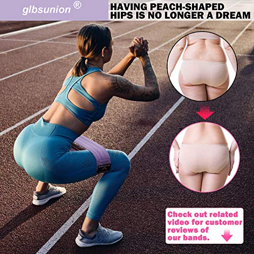 GLBSUNION Resistance Bands for Legs and Butt Exercise Bands - Non Slip Elastic Booty Bands, 3 Levels Workout Bands Women Sports Fitness Band for Squat Glute Hip Training Yoga