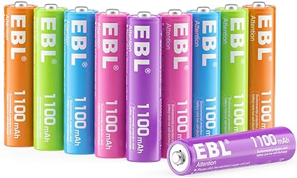 Amazon Ebl 単4形充電池 カラフル充電式ニッケル水素電池1100mah 10本入り 電池ケース付き 約10回繰り返し充電可能 a 電池 玩具フェイスシェイバー 体重計 マウス 電動歯ブラシ 電子辞書 ミニ四駆などの設備に最適 充電 単四電池 防災電池 Ebl 充電式電池
