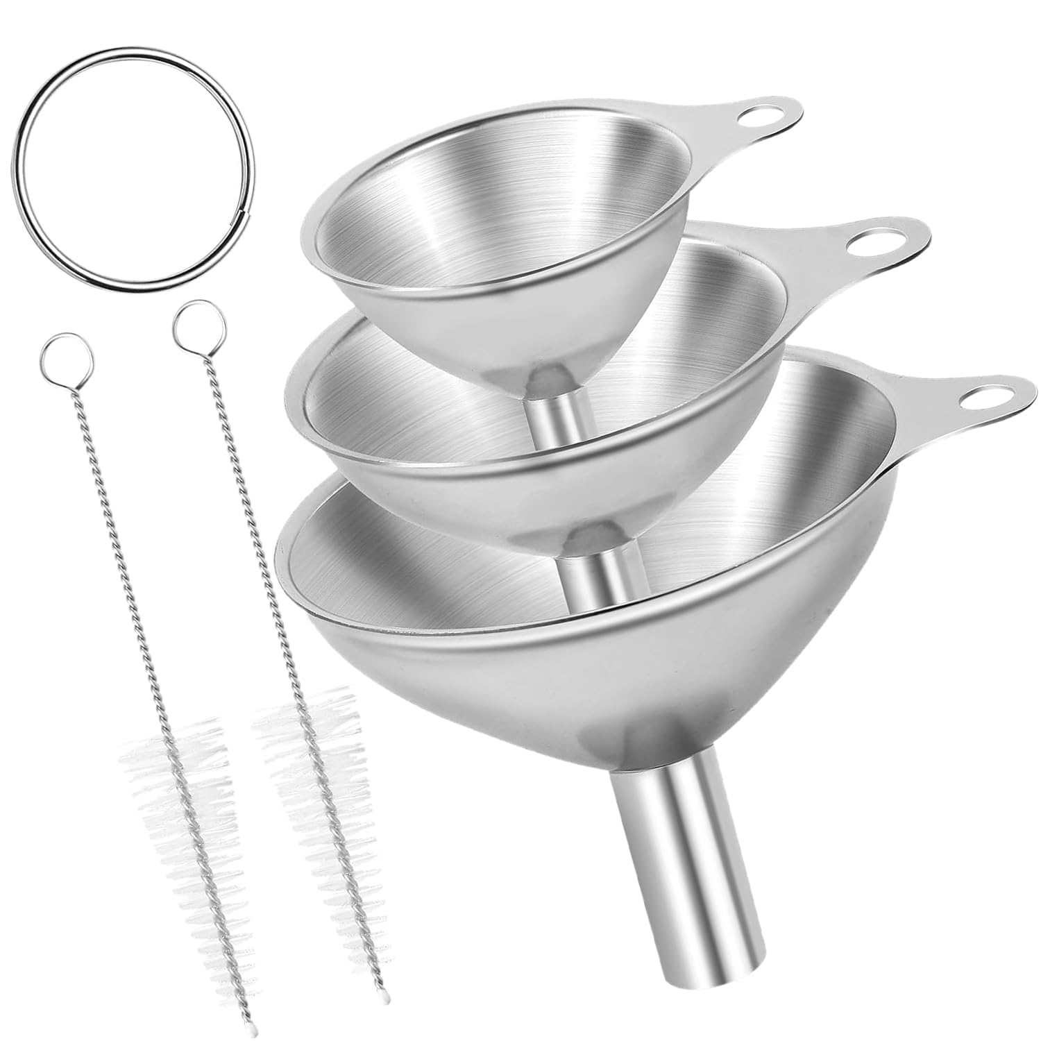 3pcs Funnel Set | Stainless Steel Funnels, Ideal for Oils, Powders, and Small Grains, Kitchen Funnels, Easy to Clean, Durable