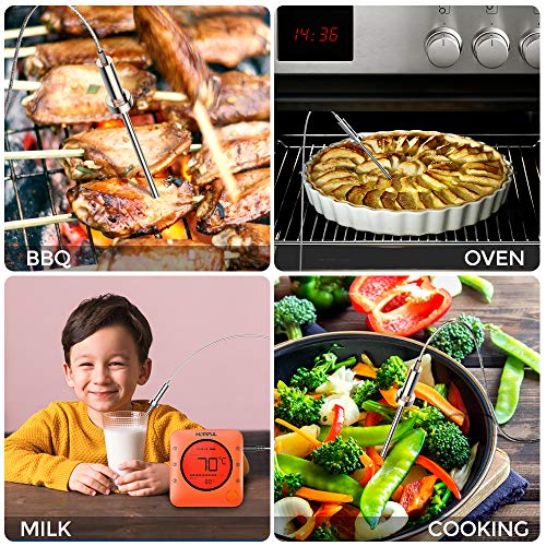 Meat Thermometer, HOMFUL Bluetooth Digital Oven BBQ Bake Thermometer, Wireless Remote APP Controlled Grill Thermometer with 6 Stainless Steel Probes for Cooking, Baking, BBQ, Oven and Smoker