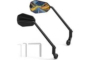 Diyife Bike Mirror, [Long Arm] 2 Pcs HD Wide Angle Large Bicycle Mirrors for Handlebars, 360°Adjustable Anti-shake Bicycle Rear View Mirror, Bike Accessories for Ebike Scooter Mountain Road Bike