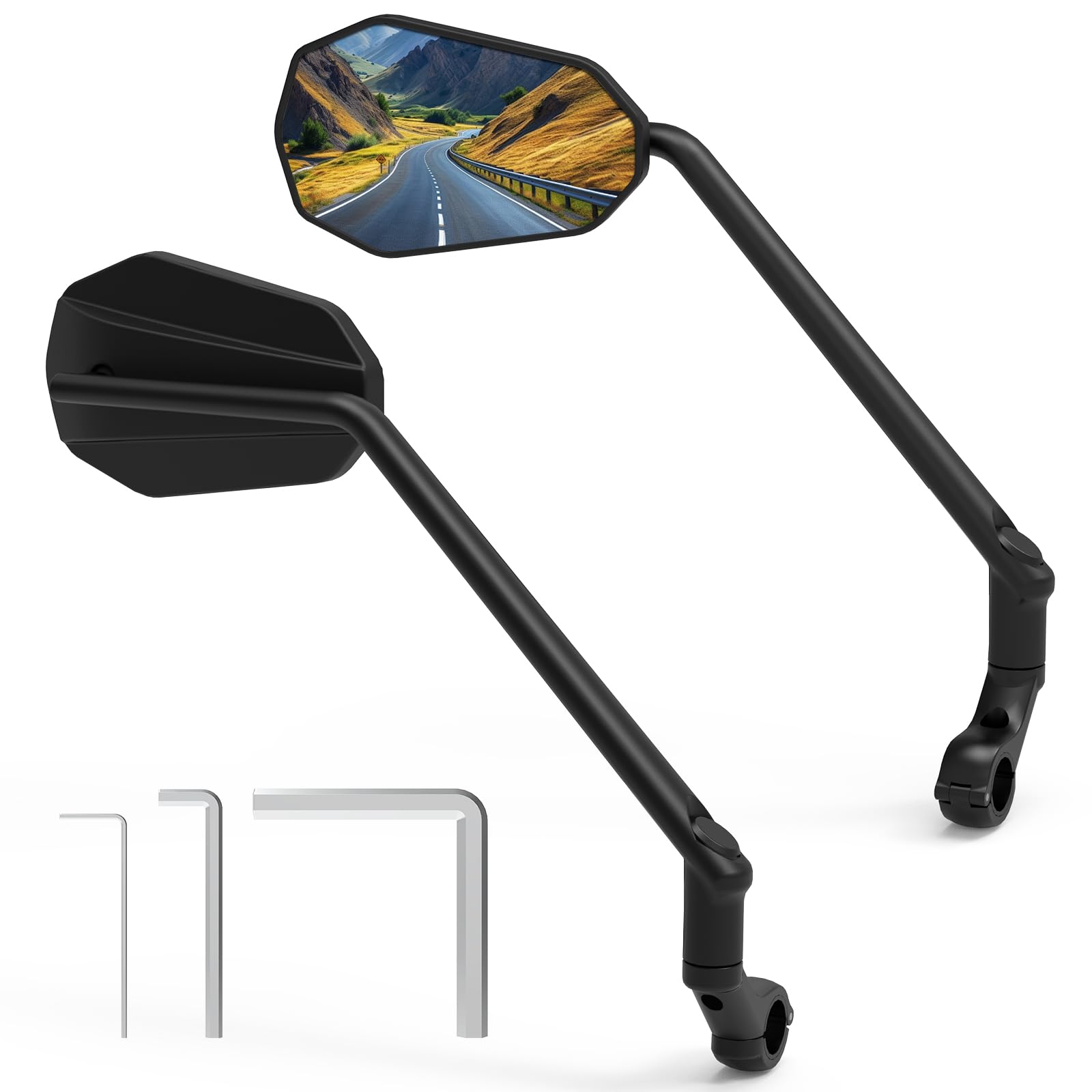 Photo 1 of Diyife Bike Mirror, [Long Arm] 2 Pcs HD Wide Angle Large Bicycle Mirrors for Handlebars, 360°Adjustable Anti-shake Bicycle Rear View Mirror, Bike Accessories for Ebike Scooter Mountain Road Bike